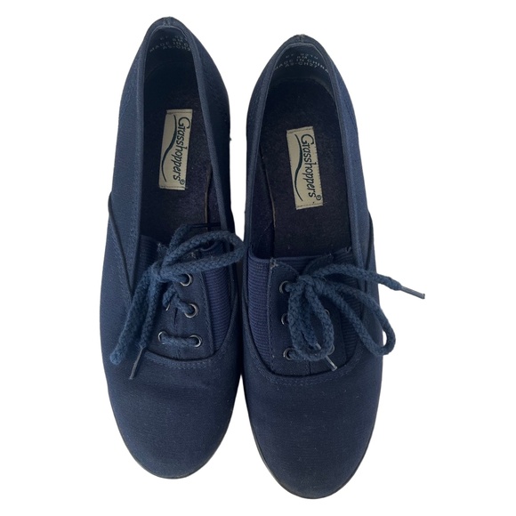 Grasshoppers EF 9210 Navy Blue Canvas 4 Eyelets Round Toe LaceUp Shoes Size 8 Me - Picture 1 of 8